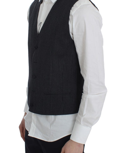 Dolce & Gabbana Gray Striped Formal Vest