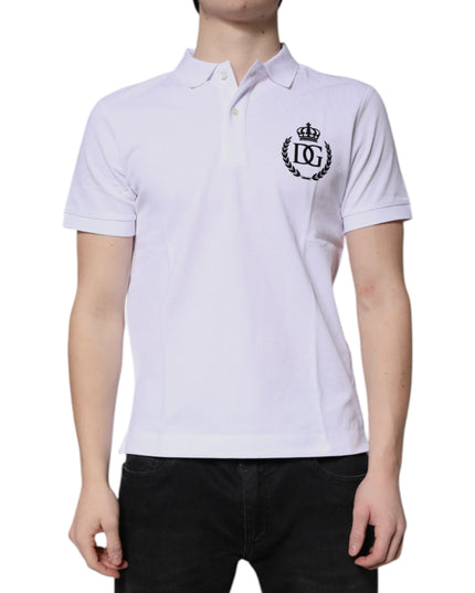 Dolce & Gabbana White Cotton Crown Collared Men Polo T-shirt