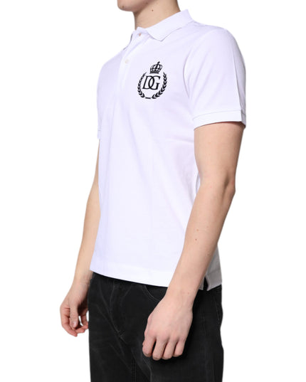 Dolce & Gabbana White Cotton Crown Collared Men Polo T-shirt