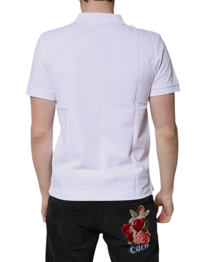 Dolce & Gabbana White Cotton Crown Collared Men Polo T-shirt