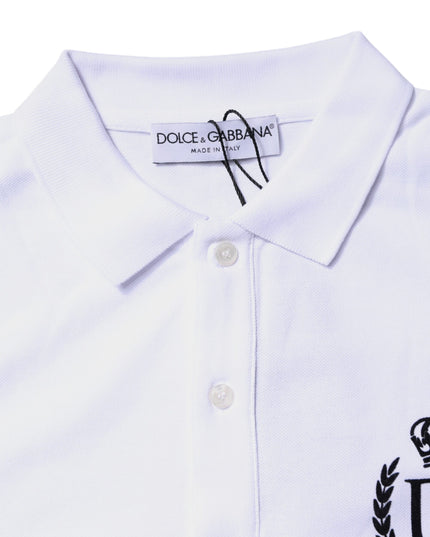 Dolce & Gabbana White Cotton Crown Collared Men Polo T-shirt