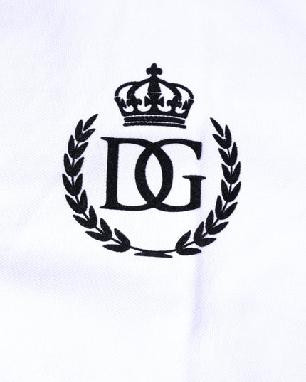 Dolce & Gabbana White Cotton Crown Collared Men Polo T-shirt