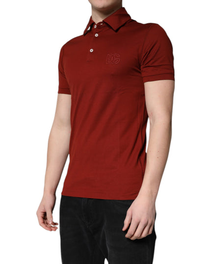 Dolce & Gabbana Red Cotton DG Logo Collared Men Polo T-shirt