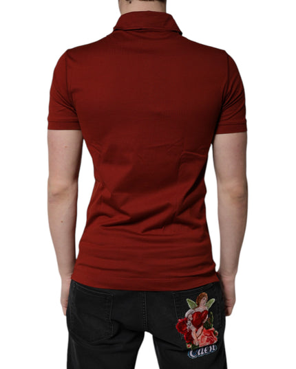Dolce & Gabbana Red Cotton DG Logo Collared Men Polo T-shirt