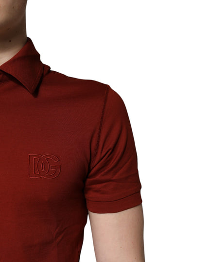 Dolce & Gabbana Red Cotton DG Logo Collared Men Polo T-shirt