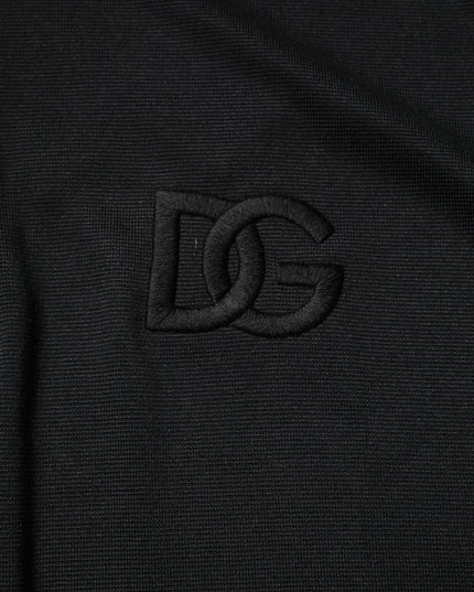 Dolce & Gabbana Black Polyester DG Logo Collared Polo T-shirt