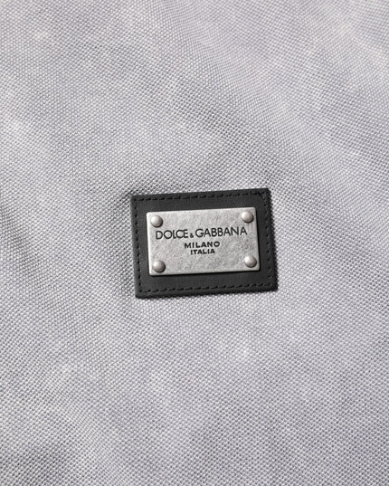 Dolce & Gabbana Gray Logo Plaque Cotton Men Polo Shirt T-shirt