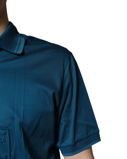 Dolce & Gabbana Blue Logo Cotton Men Polo Shirt T-shirt