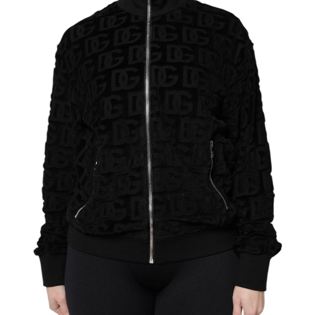 Dolce & Gabbana Black Logo Monogram Full Zip Bomber Jacket