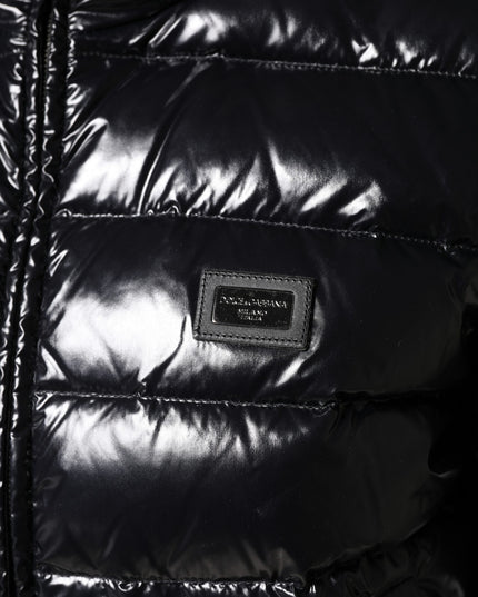 Dolce & Gabbana Black Logo Plaque Full Zip Puffer Jacket