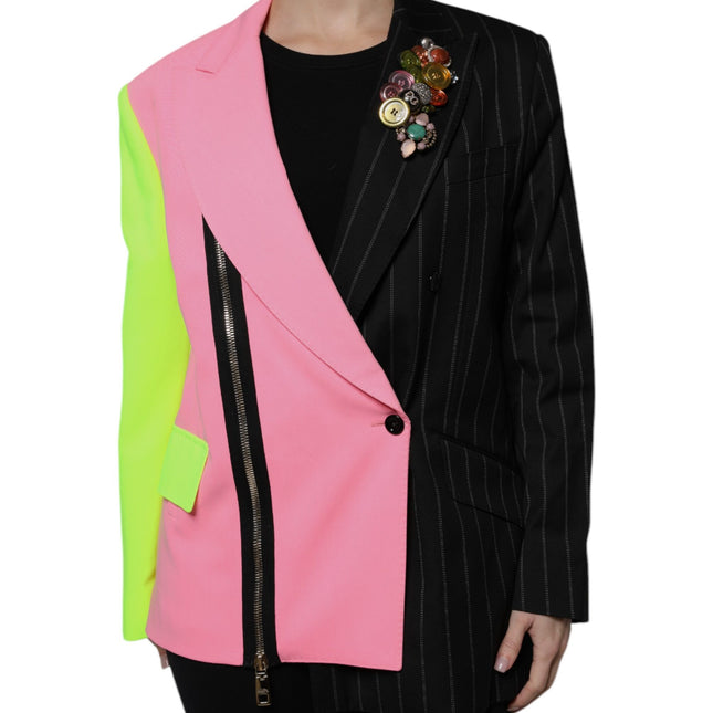 Dolce & Gabbana Multicolor Patchwork Embellished Coat Jacket