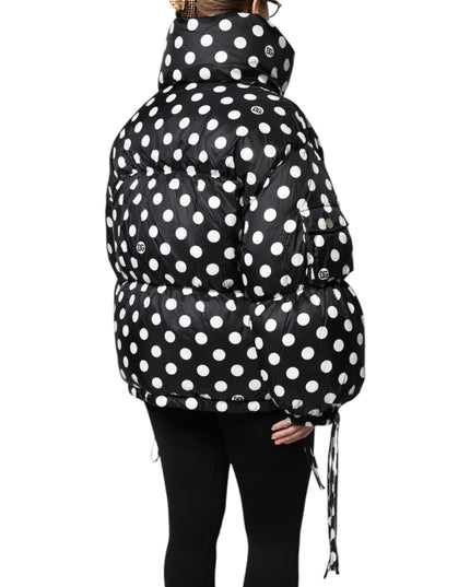 Dolce & Gabbana Black White Polka Dot Full Zip Puffer Jacket
