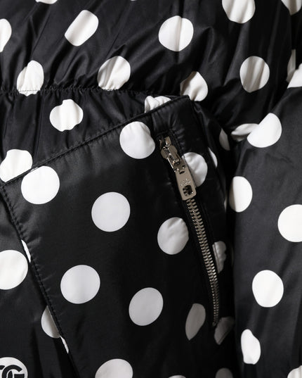 Dolce & Gabbana Black White Polka Dot Full Zip Puffer Jacket