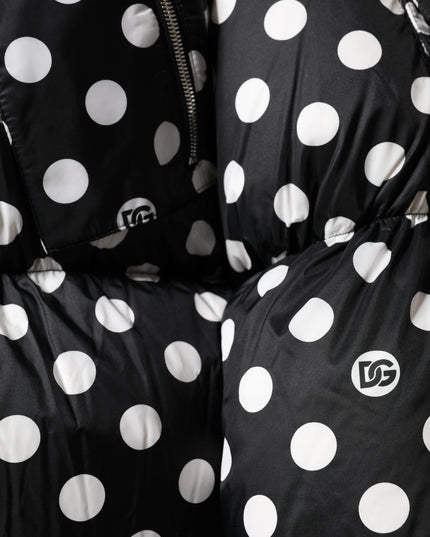 Dolce & Gabbana Black White Polka Dot Full Zip Puffer Jacket