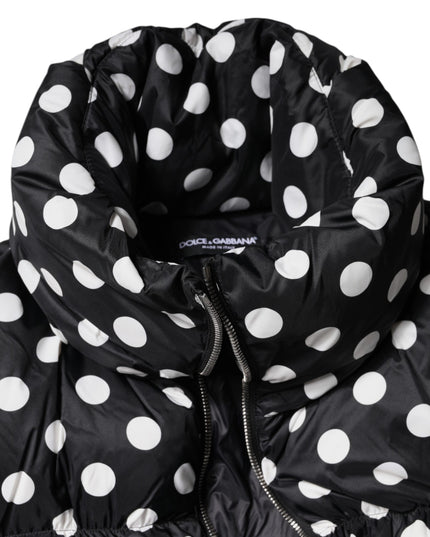 Dolce & Gabbana Black White Polka Dot Full Zip Puffer Jacket