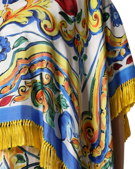 Dolce & Gabbana Multicolor Majolica Kaftan Short Sleeves Maxi Dress