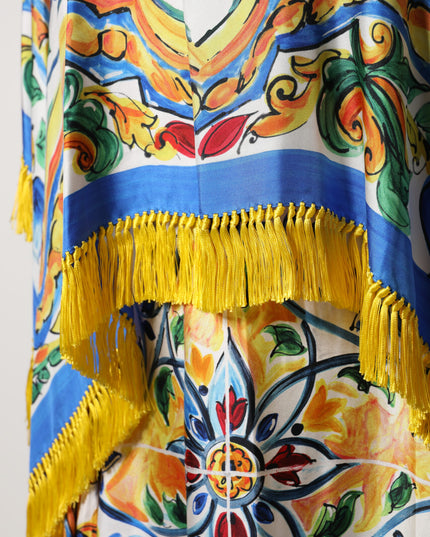 Dolce & Gabbana Multicolor Majolica Kaftan Short Sleeves Maxi Dress