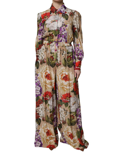 Dolce & Gabbana Multicolor Floral Wide Leg Jumpsuit Dress
