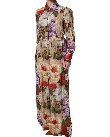 Dolce & Gabbana Multicolor Floral Wide Leg Jumpsuit Dress