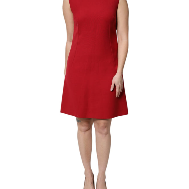 Dolce & Gabbana Red Wool Sleeveless Knee Length A-line Dress