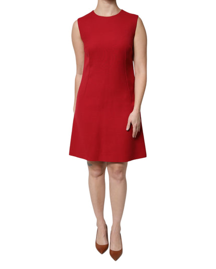 Dolce & Gabbana Red Wool Sleeveless Knee Length A-line Dress