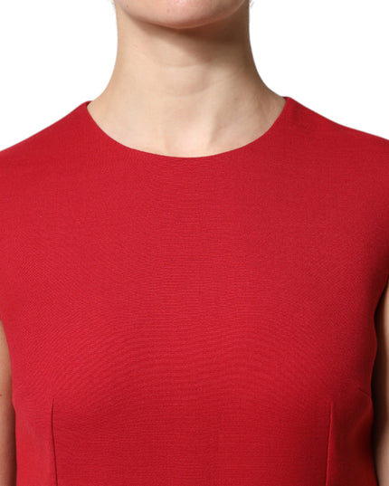 Dolce & Gabbana Red Wool Sleeveless Knee Length A-line Dress