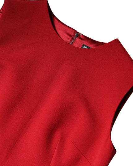 Dolce & Gabbana Red Wool Sleeveless Knee Length A-line Dress