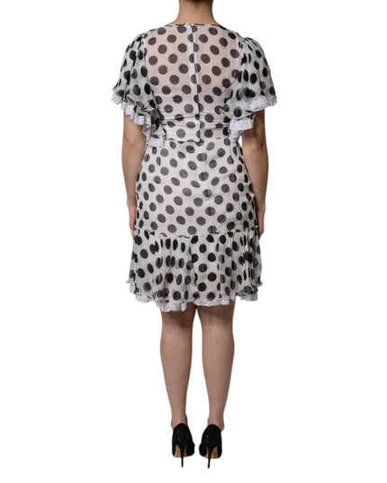 Dolce & Gabbana White Polka Dotted Silk Blend A-line Dress