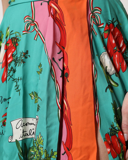 Dolce & Gabbana Multicolor Printed Silk Sleeveless Midi Dress