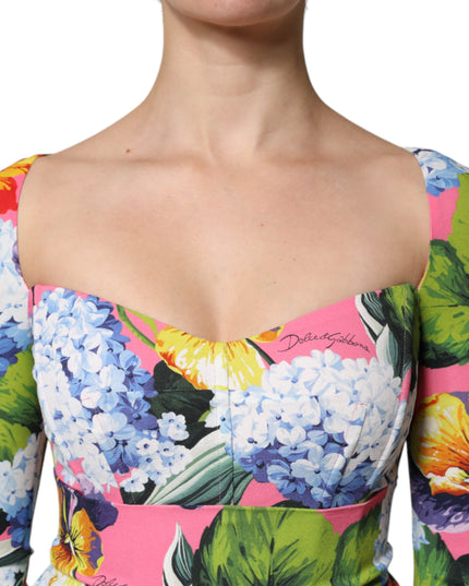 Dolce & Gabbana Multicolor Floral Side Slit Midi Dress