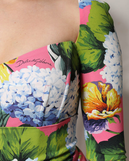 Dolce & Gabbana Multicolor Floral Side Slit Midi Dress