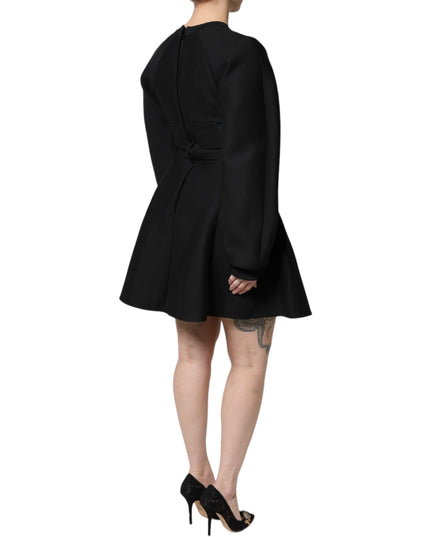 Dolce & Gabbana Black Cotton Long Sleeves A-line Mini Dress