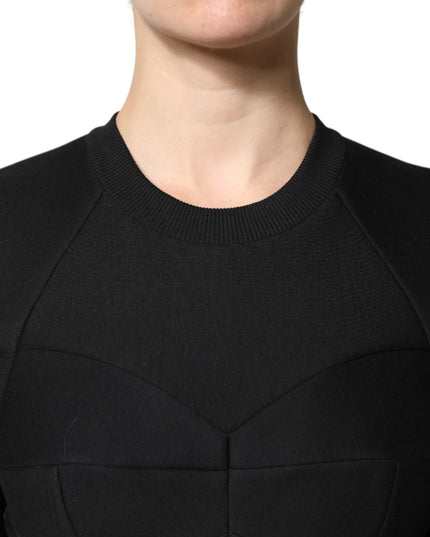 Dolce & Gabbana Black Cotton Long Sleeves A-line Mini Dress