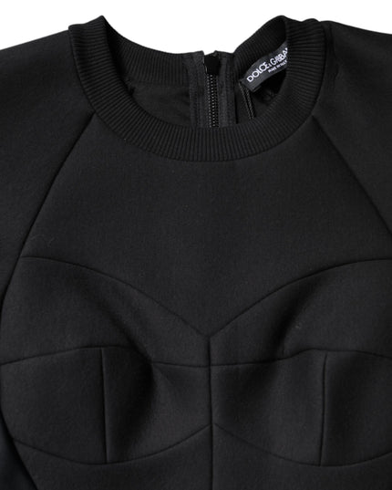 Dolce & Gabbana Black Cotton Long Sleeves A-line Mini Dress