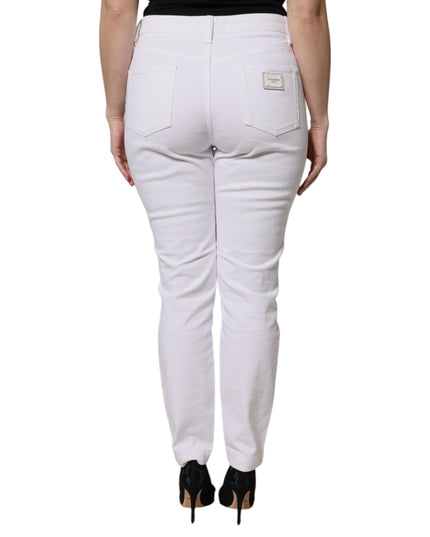 Dolce & Gabbana White Cotton Mid Waist Skinny Denim Jeans