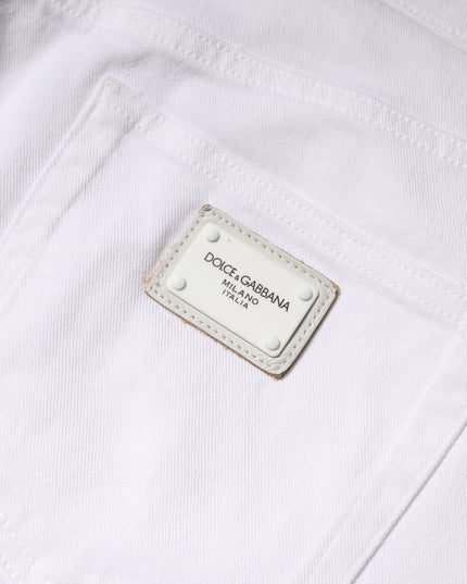 Dolce & Gabbana White Cotton Mid Waist Skinny Denim Jeans