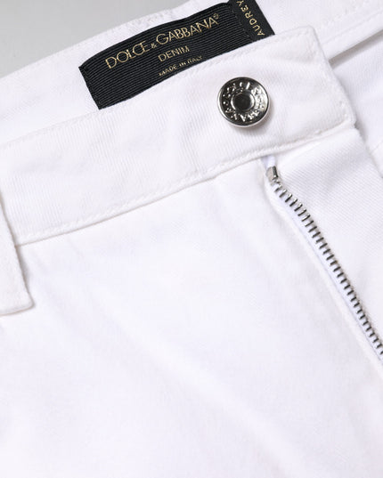 Dolce & Gabbana White Cotton Mid Waist Skinny Denim Jeans