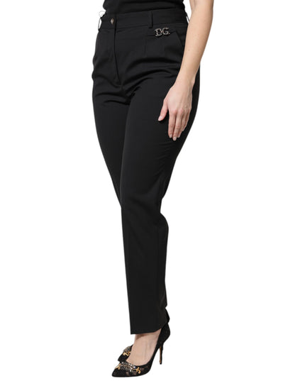 Dolce & Gabbana Black Polyester High Waist Dress Pants