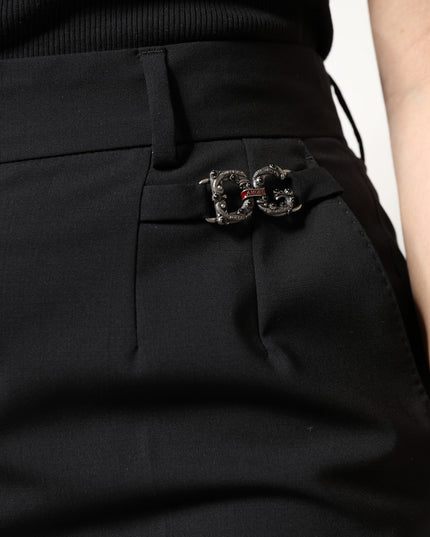 Dolce & Gabbana Black Polyester High Waist Dress Pants