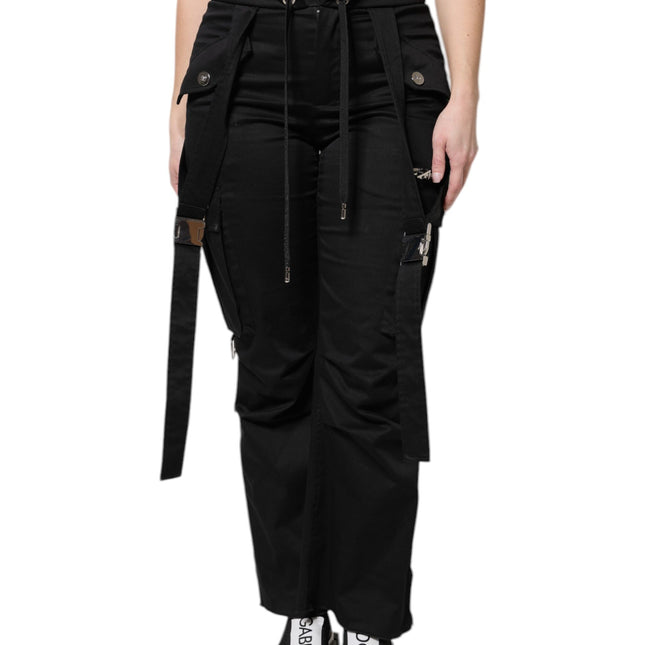 Dolce & Gabbana Black Cotton High Waist Cargo Pants