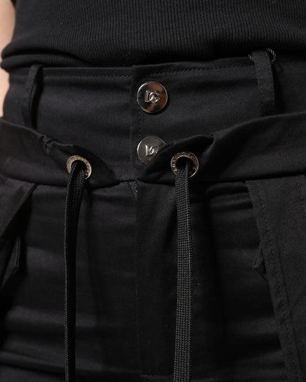 Dolce & Gabbana Black Cotton High Waist Cargo Pants