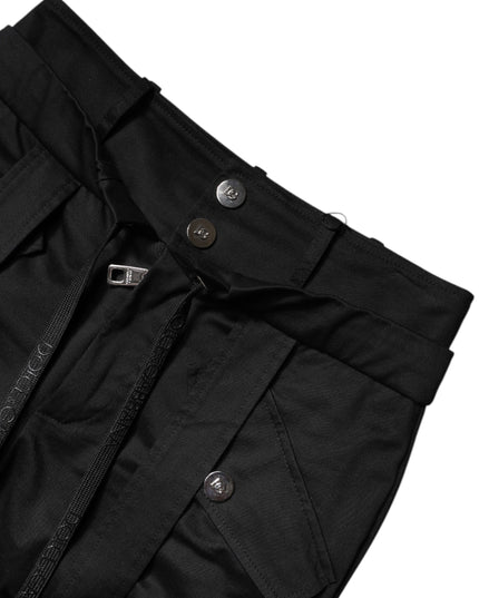Dolce & Gabbana Black Cotton High Waist Cargo Pants