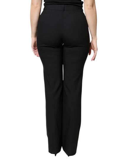 Dolce & Gabbana Black Wool High Waist Boot Cut Dress Pants