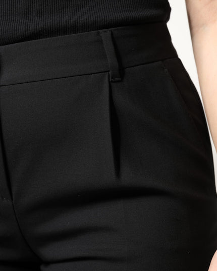 Dolce & Gabbana Black Wool High Waist Boot Cut Dress Pants