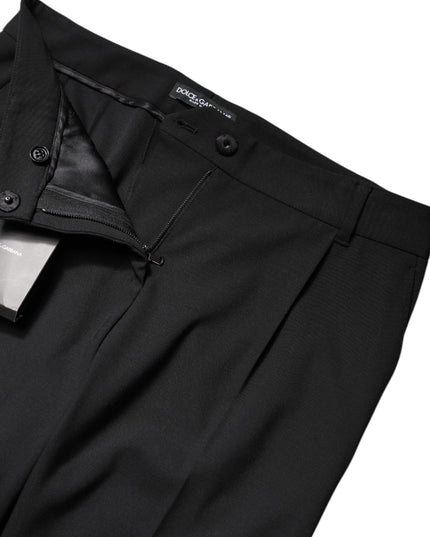 Dolce & Gabbana Black Wool High Waist Boot Cut Dress Pants