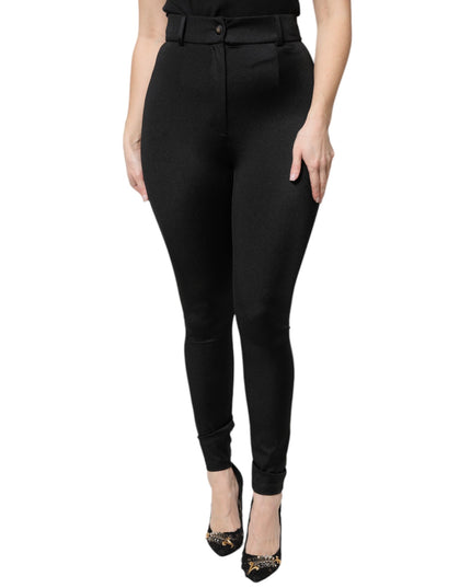 Dolce & Gabbana Black Nylon High Waist Slim Fit Pants