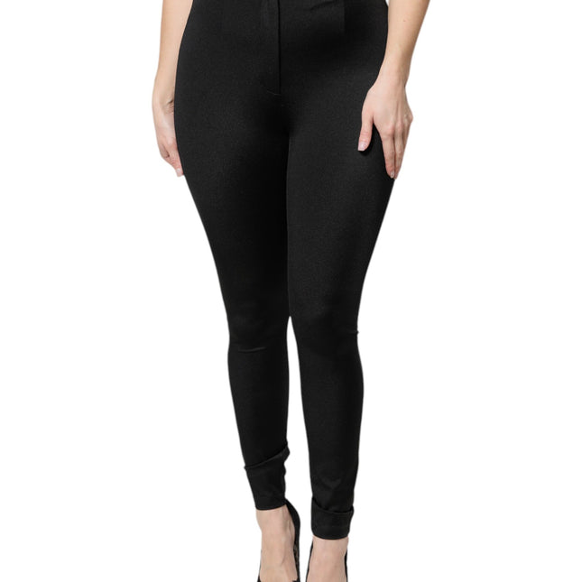 Dolce & Gabbana Black Nylon High Waist Slim Fit Pants