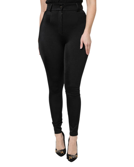 Dolce & Gabbana Black Nylon High Waist Slim Fit Pants