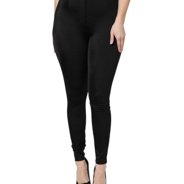 Dolce & Gabbana Black Nylon High Waist Slim Fit Pants