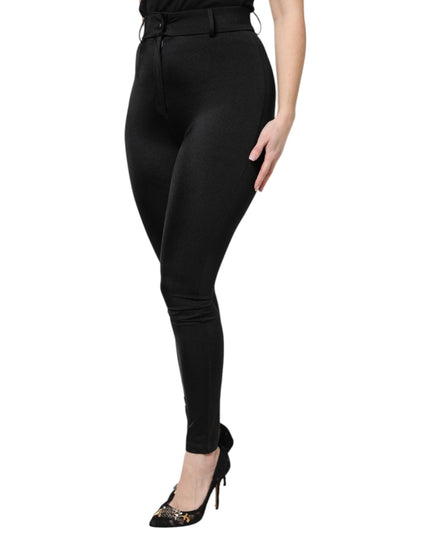 Dolce & Gabbana Black Nylon High Waist Slim Fit Pants